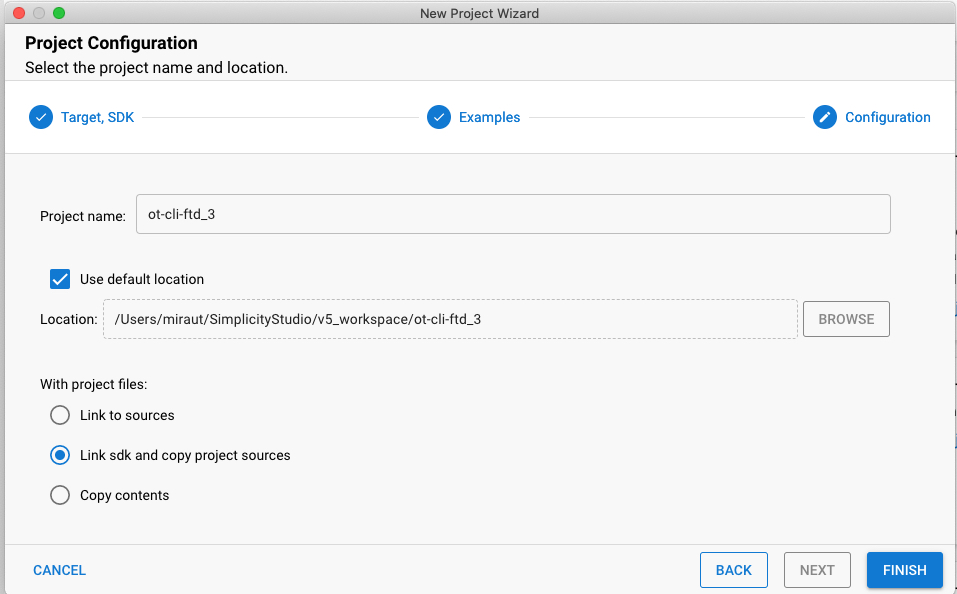 Étape 3 de l'assistant de création de projet