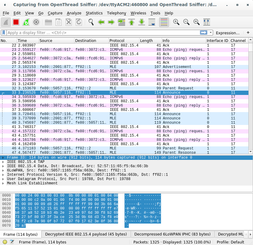 แพ็กเก็ต Extcap ของ Wireshark สำหรับ OT Sniffer